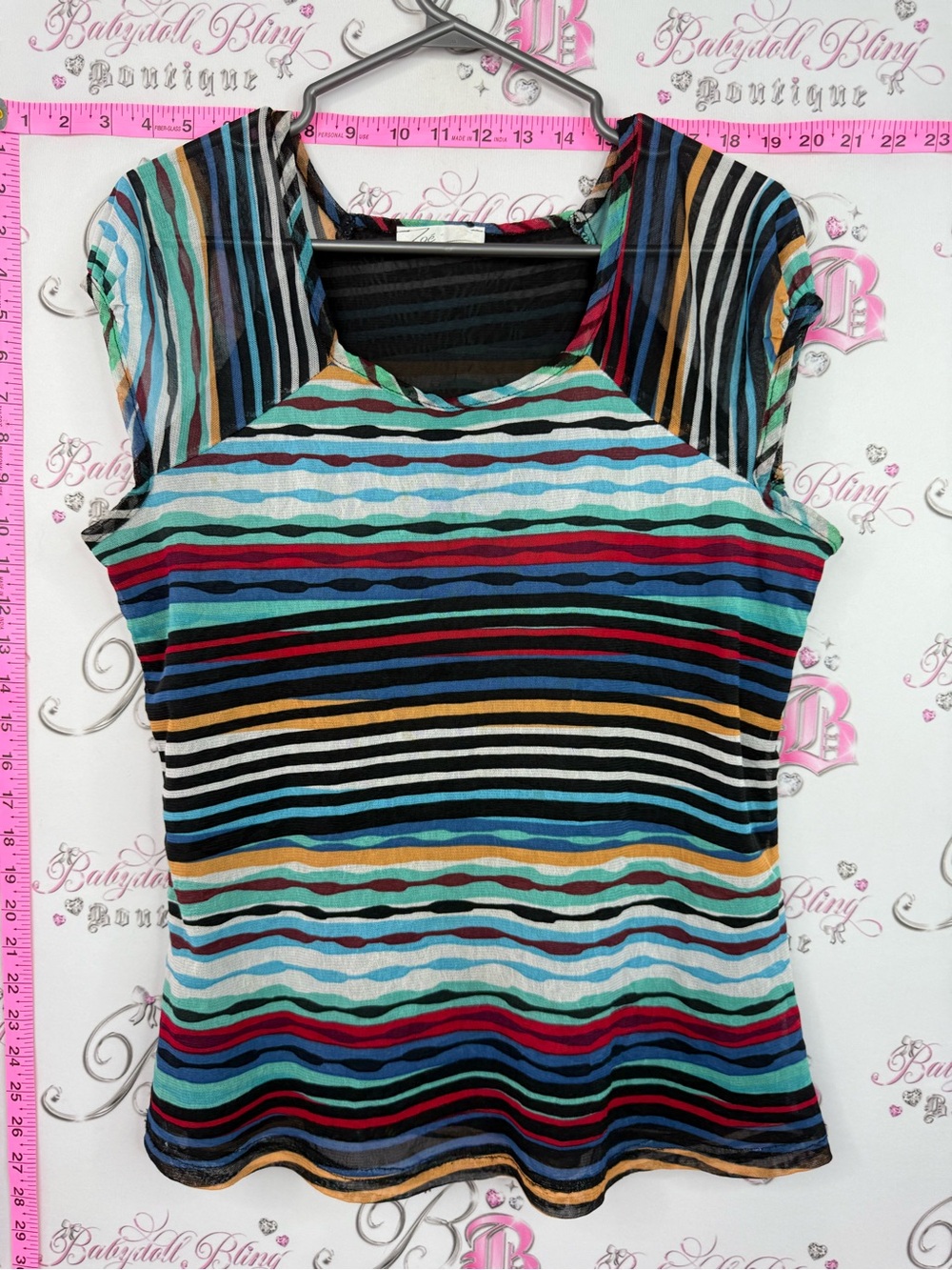 ZOE shirt tee stripes Multicolor Striped Short-Sleeve Women's Tee